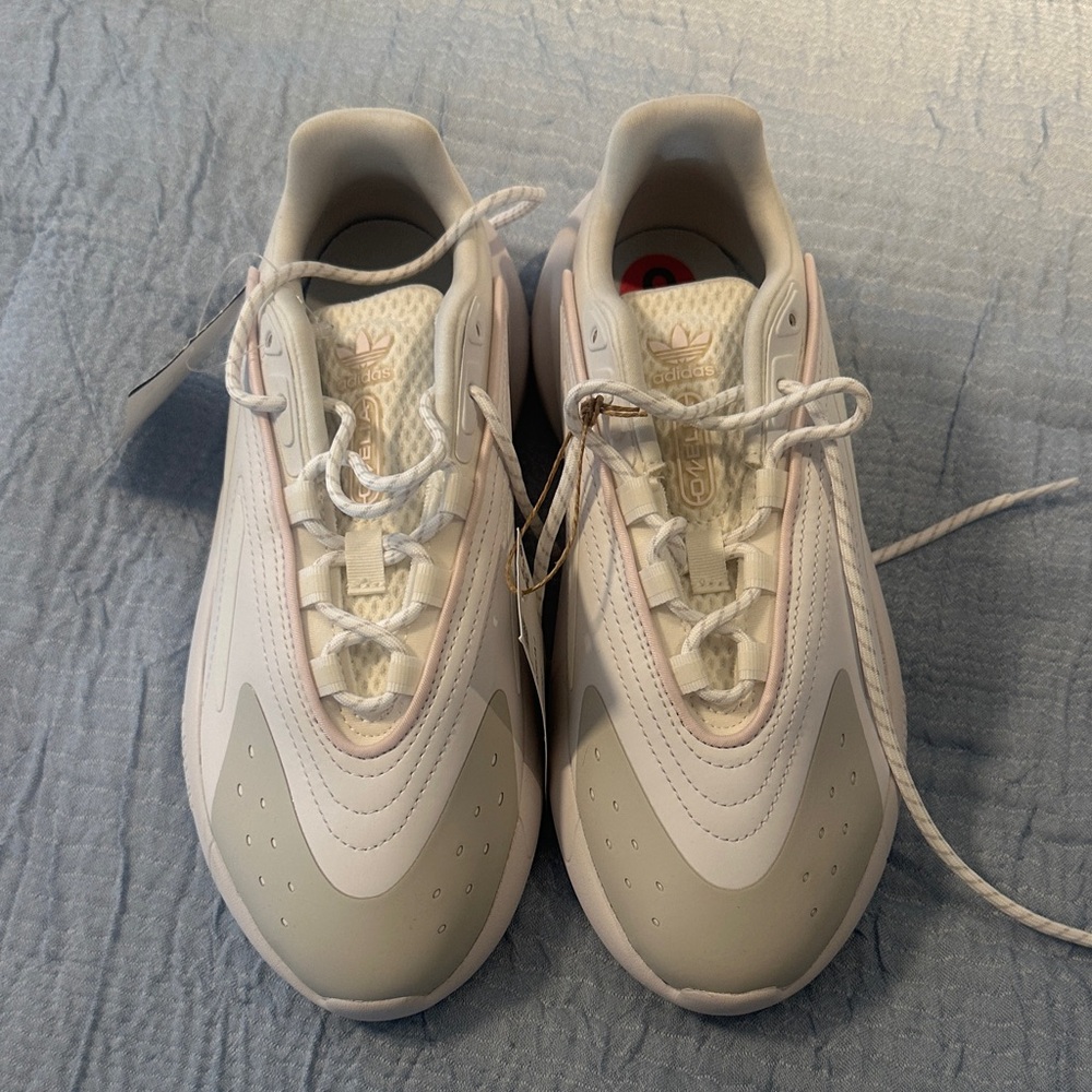 Stylish White and Cream Sneakers with some light pink